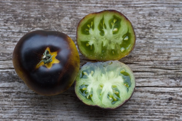 Green and black heirloom tomatoes
